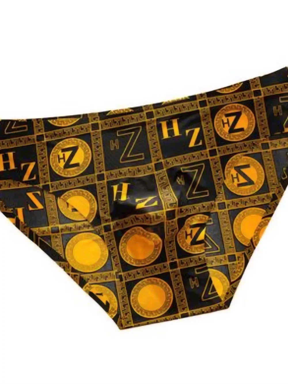 Wangjia Men's Black & Gold Patterned Ice Silk Seamless Briefs - 5 Pack X-Large